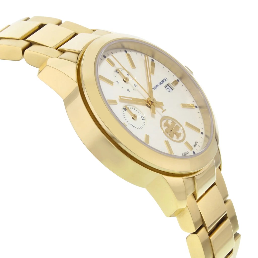 View Of Opposite Crown Facing Side Of Tory Burch TB1250 Stainless Steel Watch Pre Owned Condition