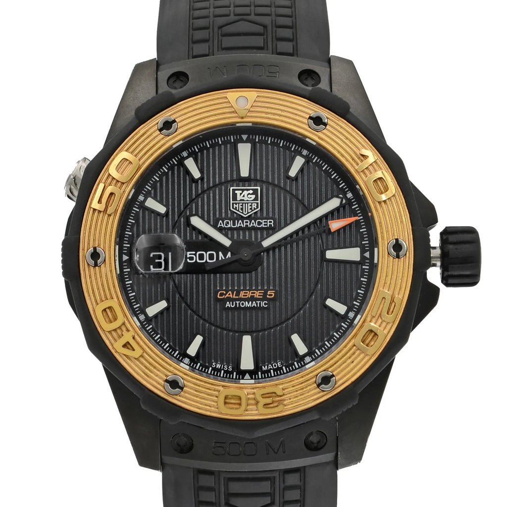 Up Close Front Facing Picture Of TAG Heuer WAJ2182.FT6015 Titanium Watch Pre Owned Condition