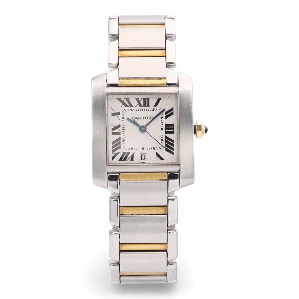 Front Full View Of Cartier 2302 W51005Q4 Stainless Steel Watch Pre Owned Condition Excellent