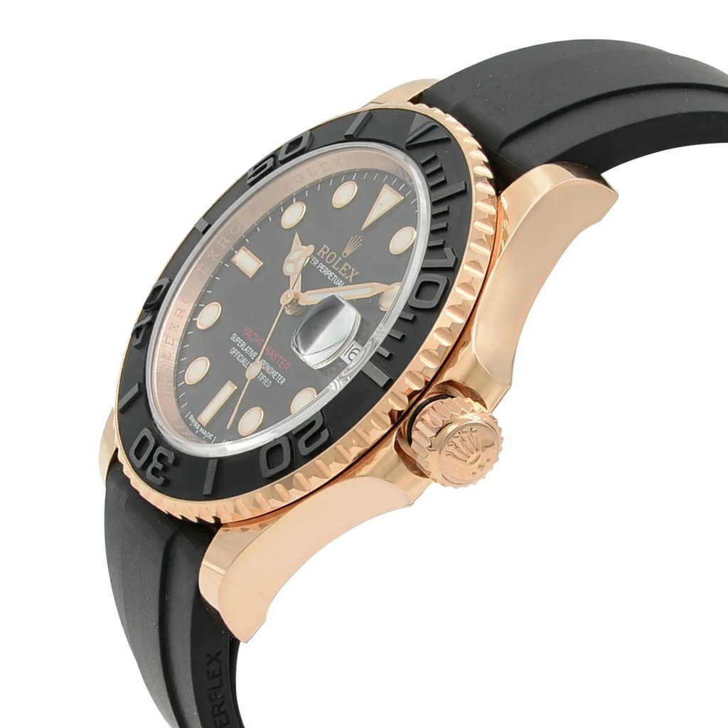 View Of Crown Facing Side Of Rolex 116655BKSRS Rose Gold Watch Pre Owned Condition