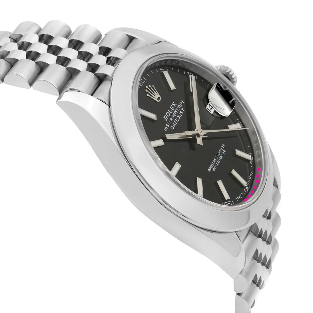 View Of Opposite Crown Facing Side Of Rolex 126300-0012 Stainless Steel Watch Unworn Condition