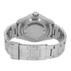 An image of a pre-owned men's Rolex wristwatch viewed from the back, showcasing the solid stainless steel caseback. The watch features a round shape and is positioned at a slight angle to highlight the fold-over clasp with safety on the stainless steel band. The close-up view emphasizes the brand's engraved details on the back and the overall good condition of the timepiece.