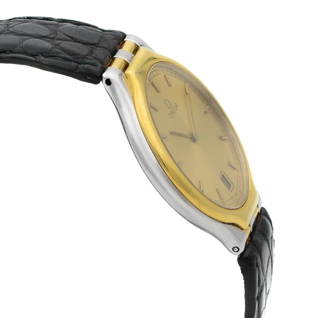View Of Opposite Crown Facing Side Of OMEGA 196.0316 Stainless Steel Watch Pre Owned Condition