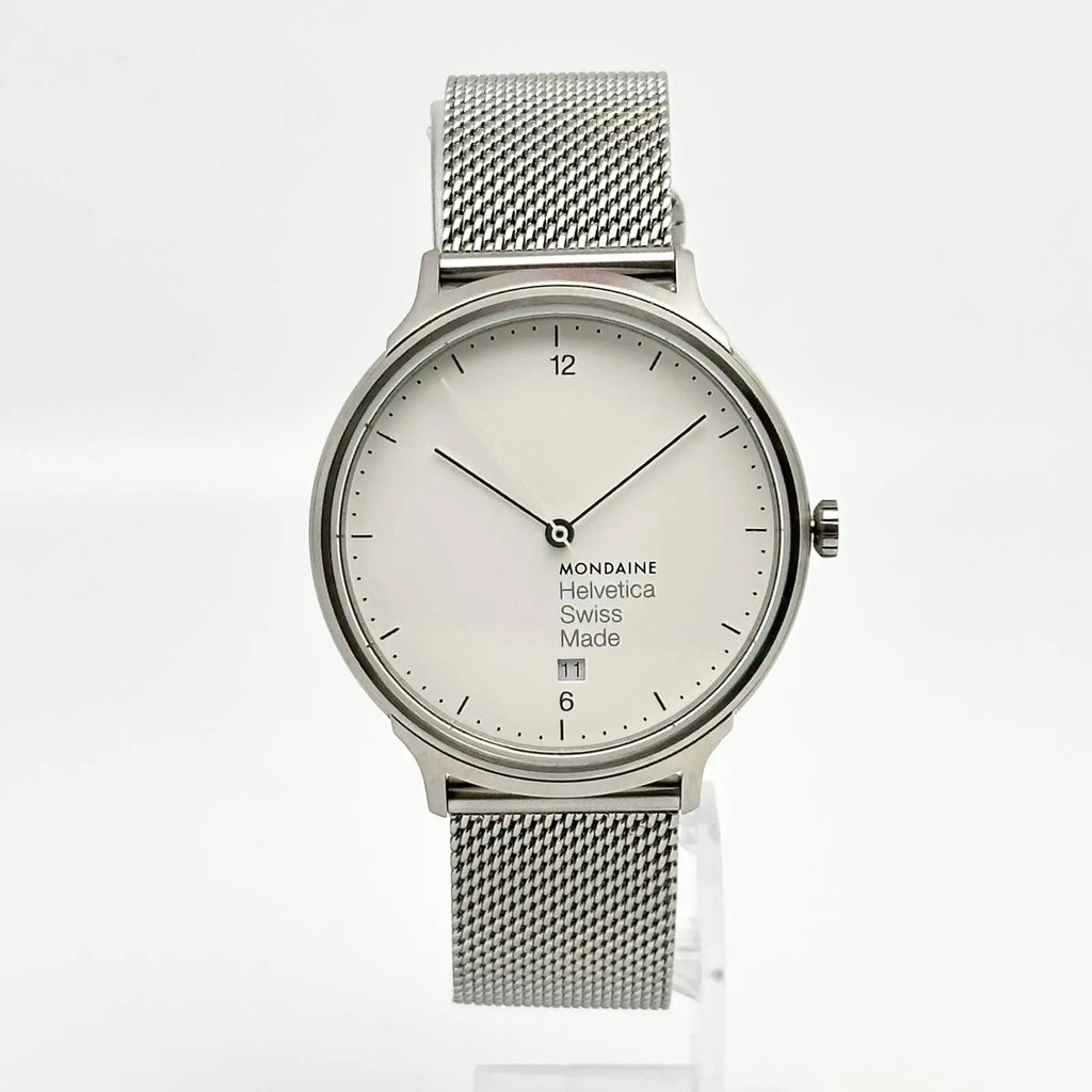 Front Full View Of Mondaine MH1.L2210.SM Stainless Steel Watch Unworn Condition Excellent
