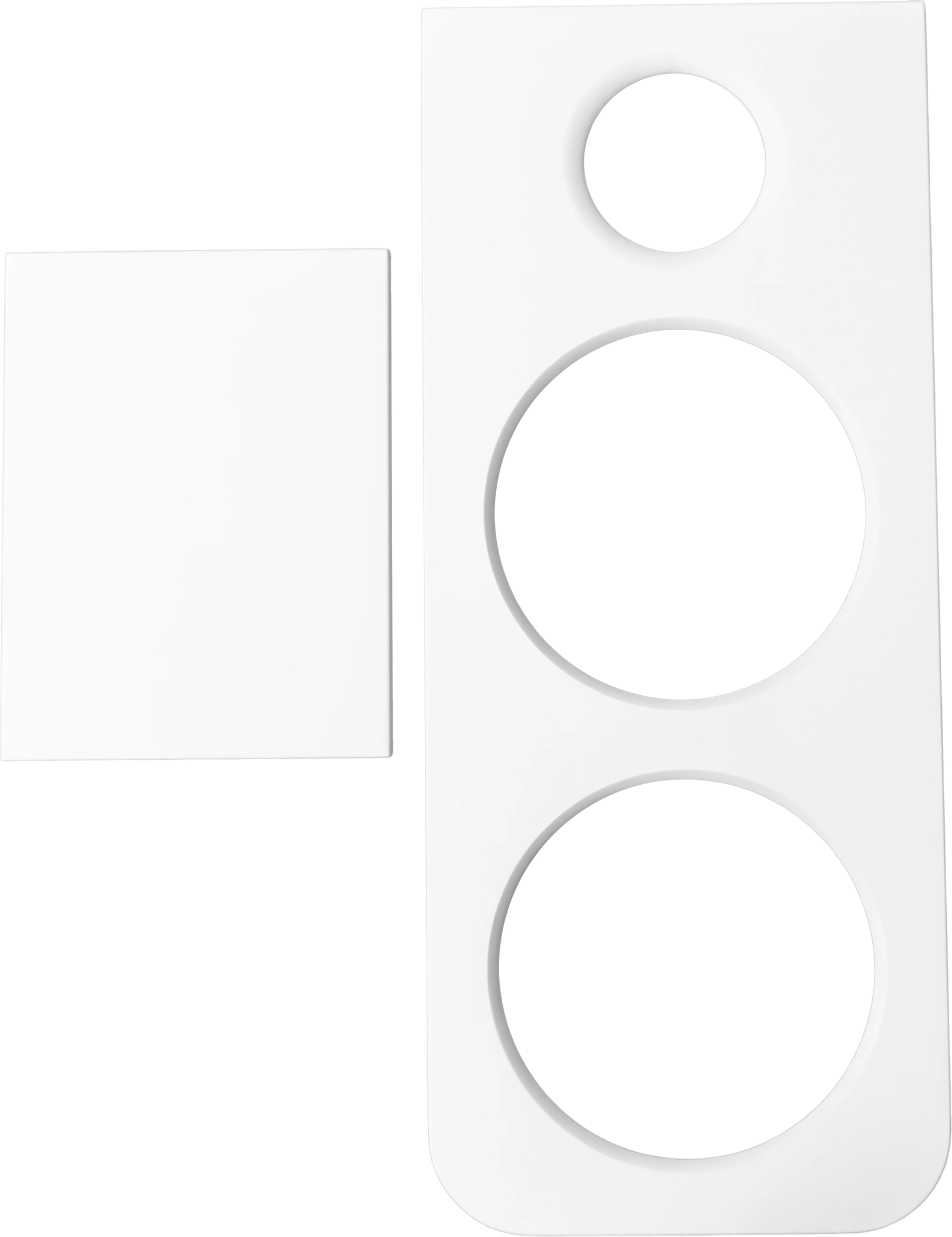 Frontansicht des Lyngdorf FR-2 Baffle-Sets in Weiß.