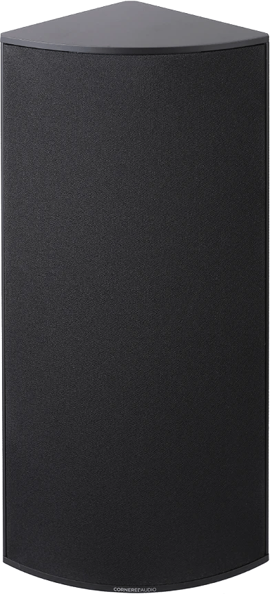 Frontansicht eines schwarzen Cornered Audio LS1 Lautsprechers.