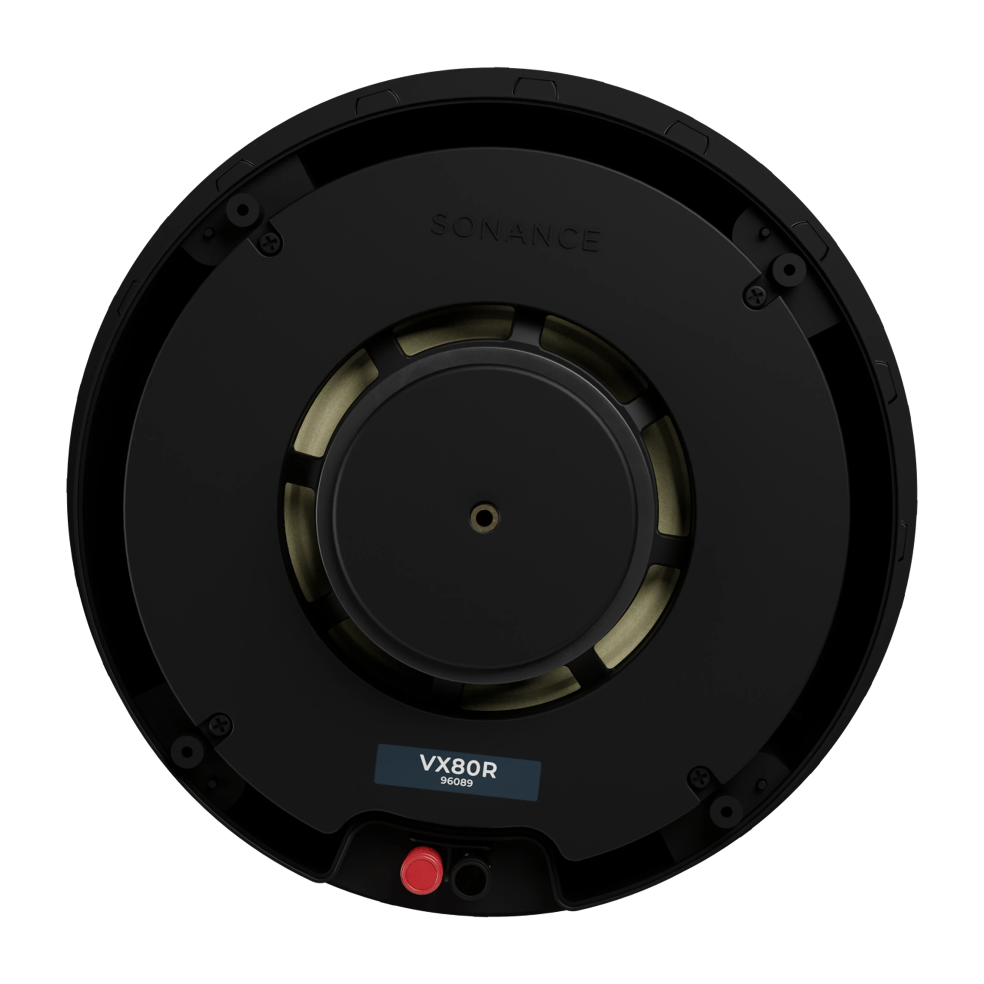 Rückansicht des Sonance VX80R Lautsprechers mit Anschlüssen.