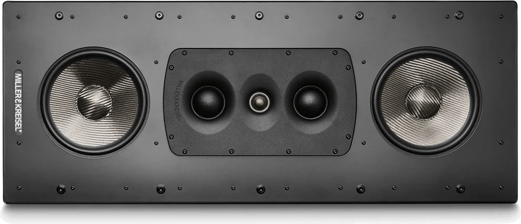 Frontansicht des M&K Sound IW500 In-Wall Lautsprechers mit drei Treibern.