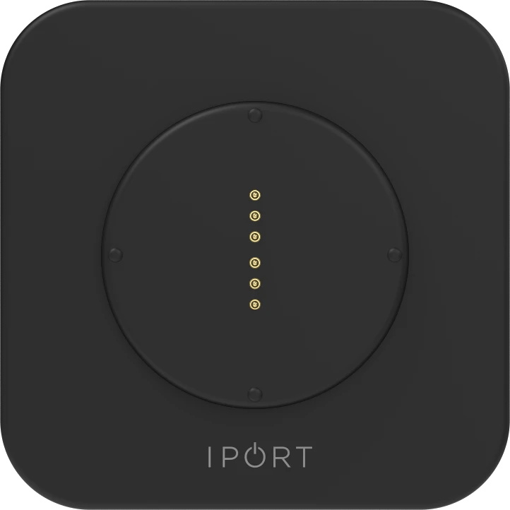 Obenansicht der IPORT CONNECT PRO Station mit sichtbaren Anschlüssen.