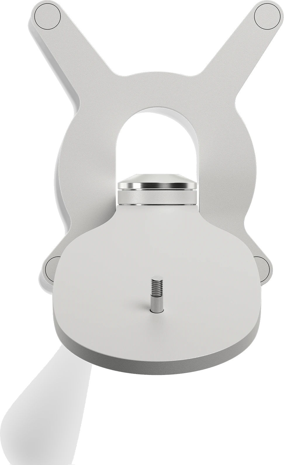 Frontansicht der Devialet Gecko Phantom Ultimate 98 dB Wandhalterung in Lichtperle.