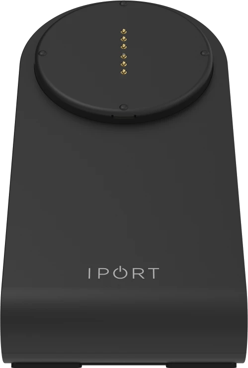 Frontansicht der IPORT CONNECT PRO Station in Schwarz.