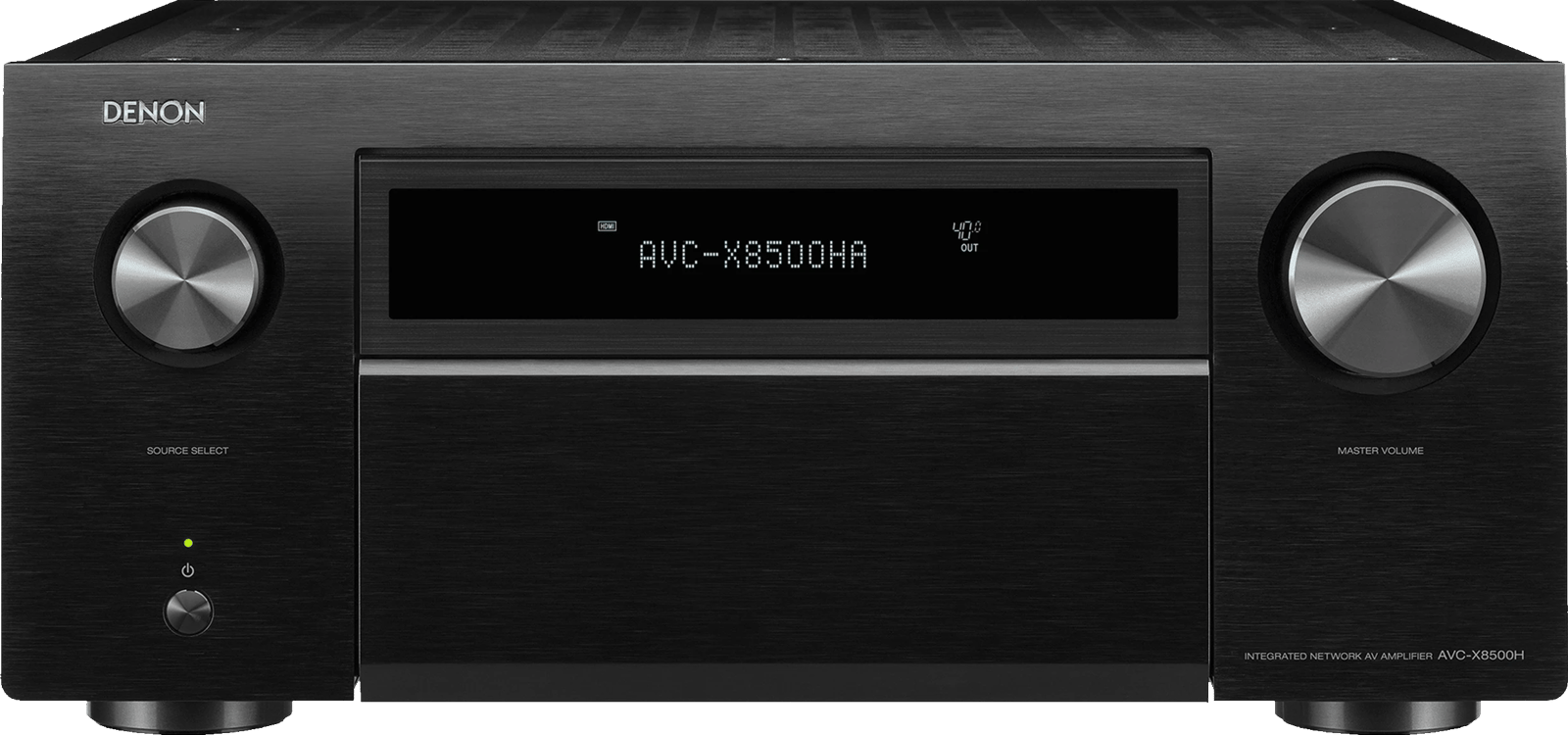 Frontansicht des Denon AVC-X8500HA integrierten Netzwerk-AV-Verstärkers in Schwarz.