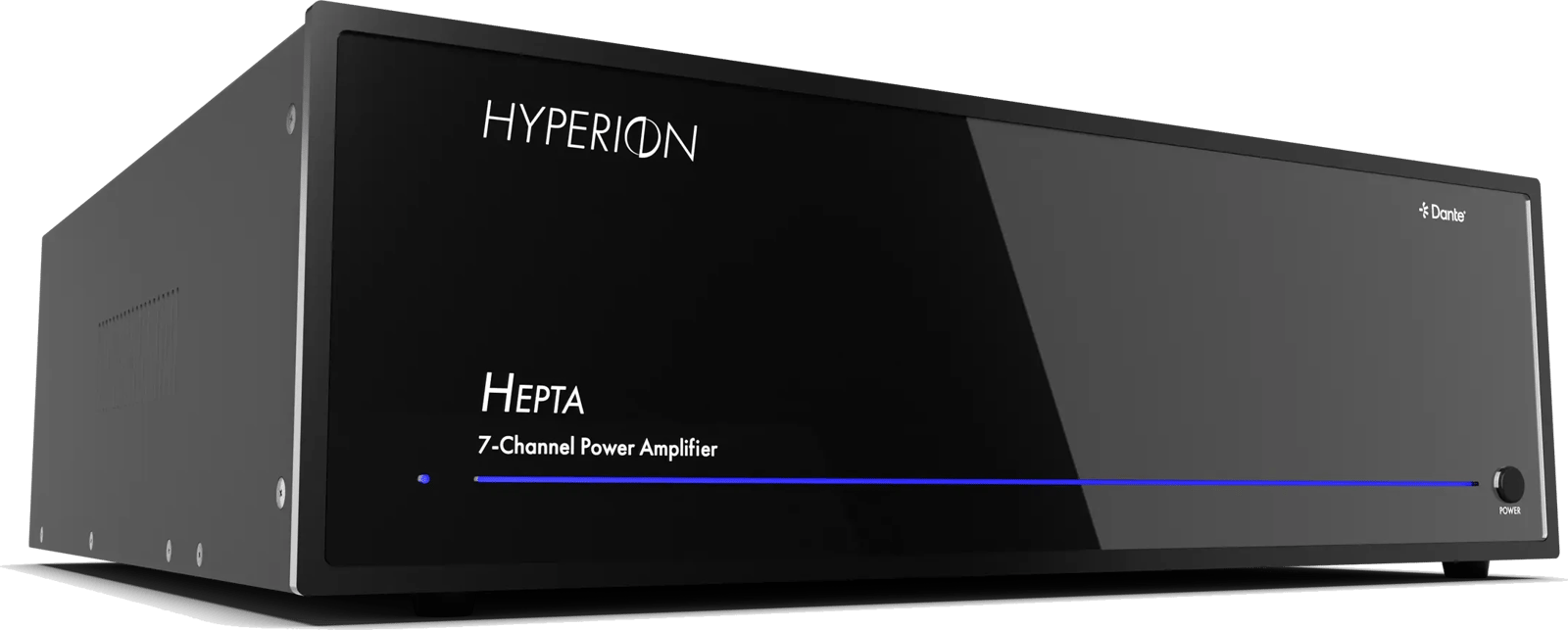 AudioControl Hyperion Hepta 7-Kanal Leistungsverstärker, Vorderansicht links.