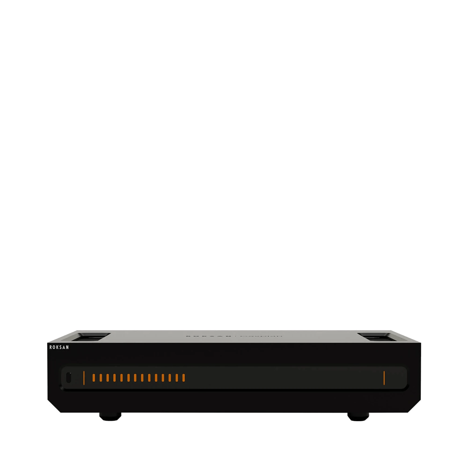 Roksan Caspian 4G Power Amplifier in Schwarz, Frontansicht.