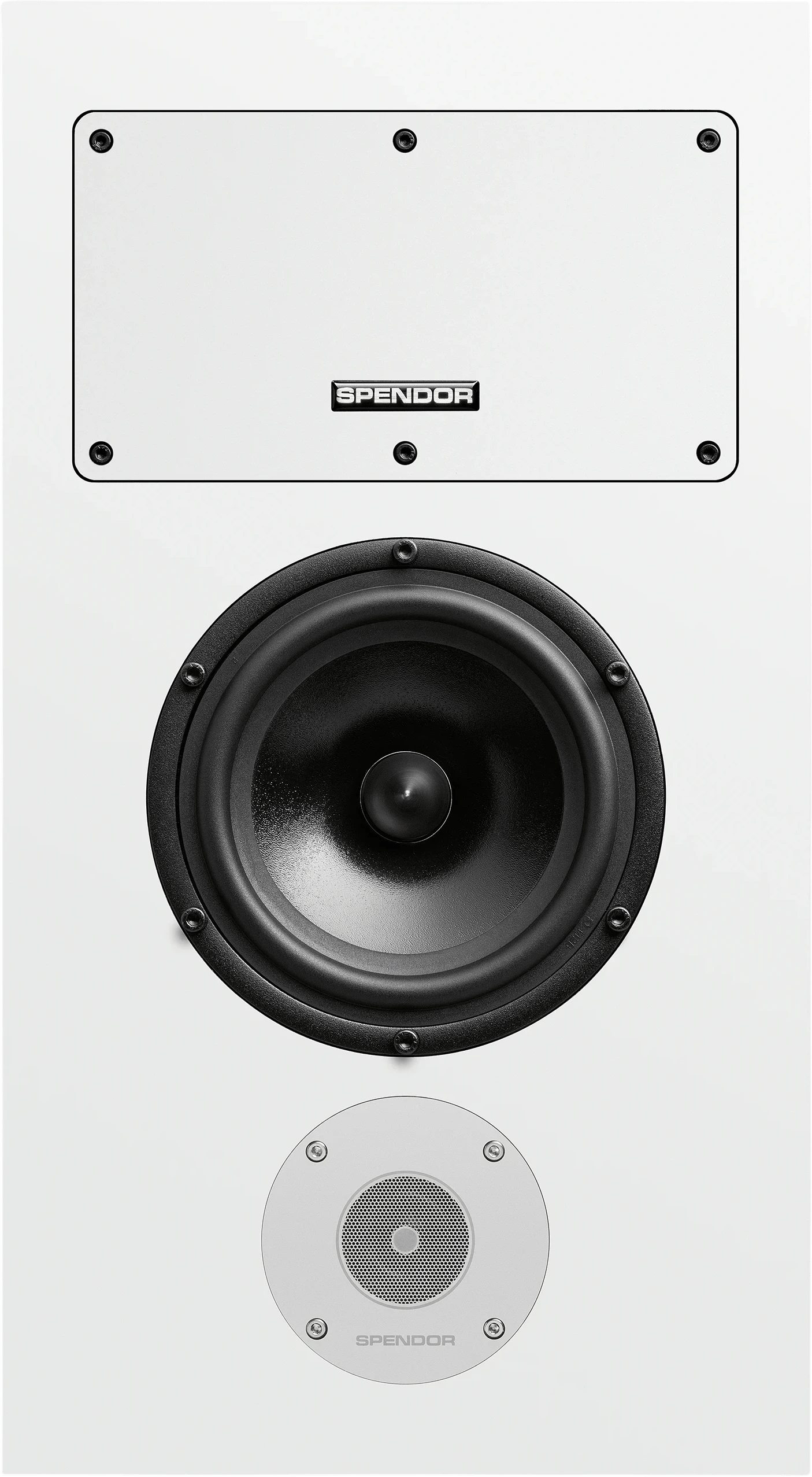 Vorderansicht des Spendor DS1 Lautsprechers mit speakON-Anschluss.