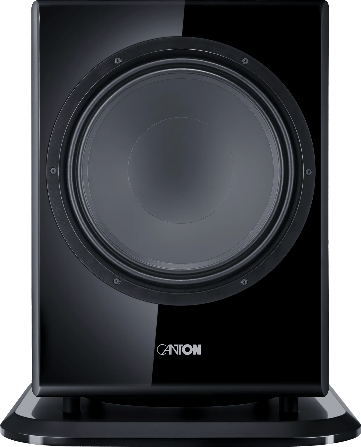 Frontansicht des Canton Vento Sub 1 Subwoofers in schwarzer Ausführung.