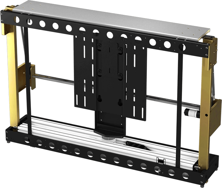 Frontansicht des Future Automation PLS Display-Lifts mit 180° Drehung.