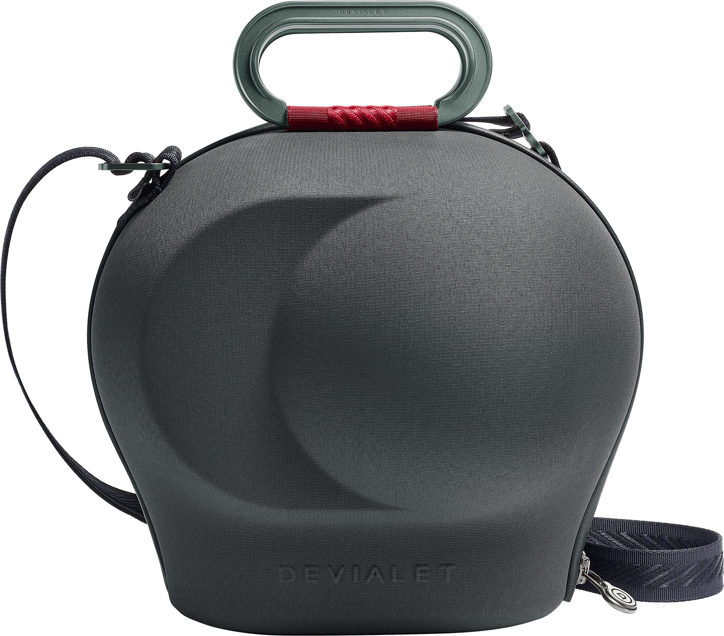 Vorderansicht der Devialet Cocoon Phantom II in Grau.