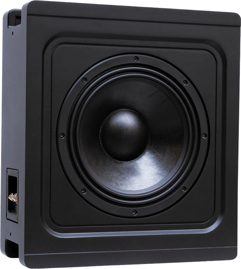 Procella Audio U12 passiver 12-Zoll-Subwoofer, Vorderansicht mit sichtbarem Anschluss.
