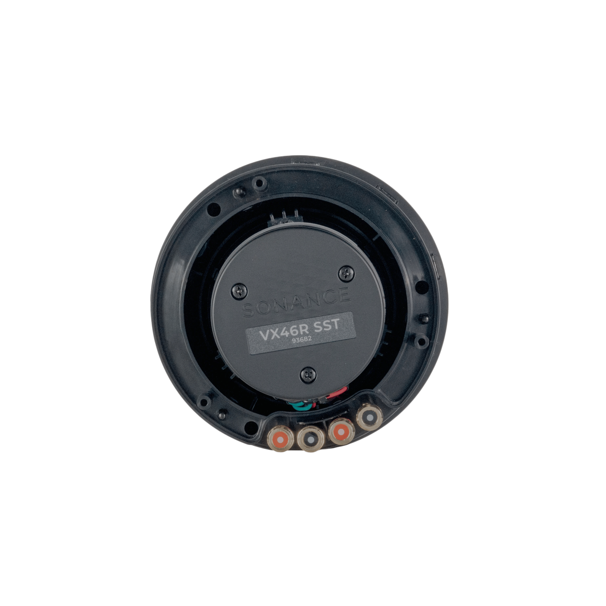 Rückansicht des Sonance VX46R SST Lautsprechers mit sichtbaren Anschlüssen.