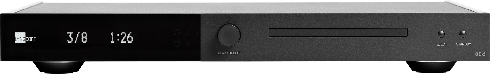 Frontalansicht des Lyngdorf CD-2 High-End-CD-Spielers.