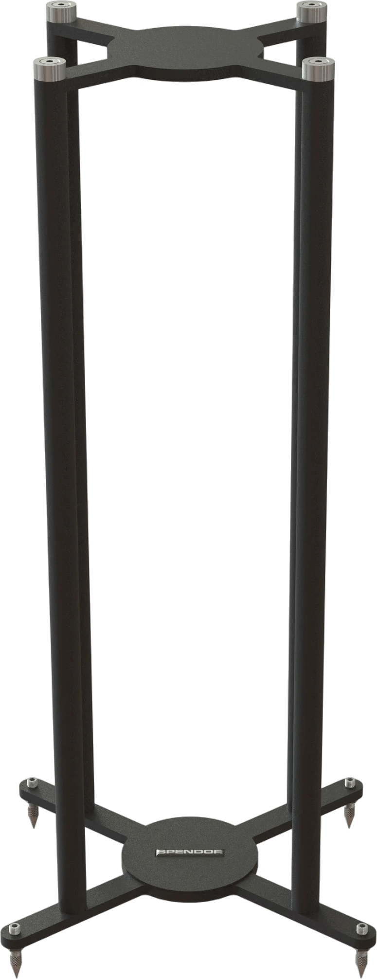 Frontansicht des Spendor Classic 4/5 Stands in Satin Black.