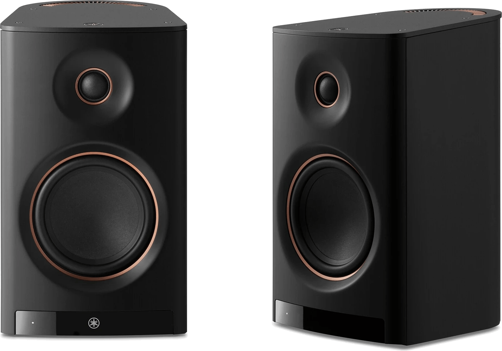 Yamaha NX-70A kabellose Aktivlautsprecher, Front- und Seitenansicht.