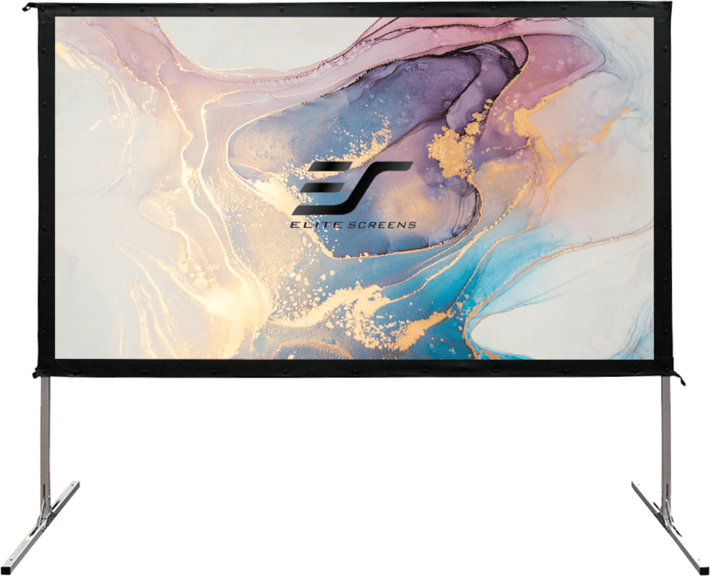 Frontansicht der Elite Screens Yard Master 2 Projektionsleinwand.