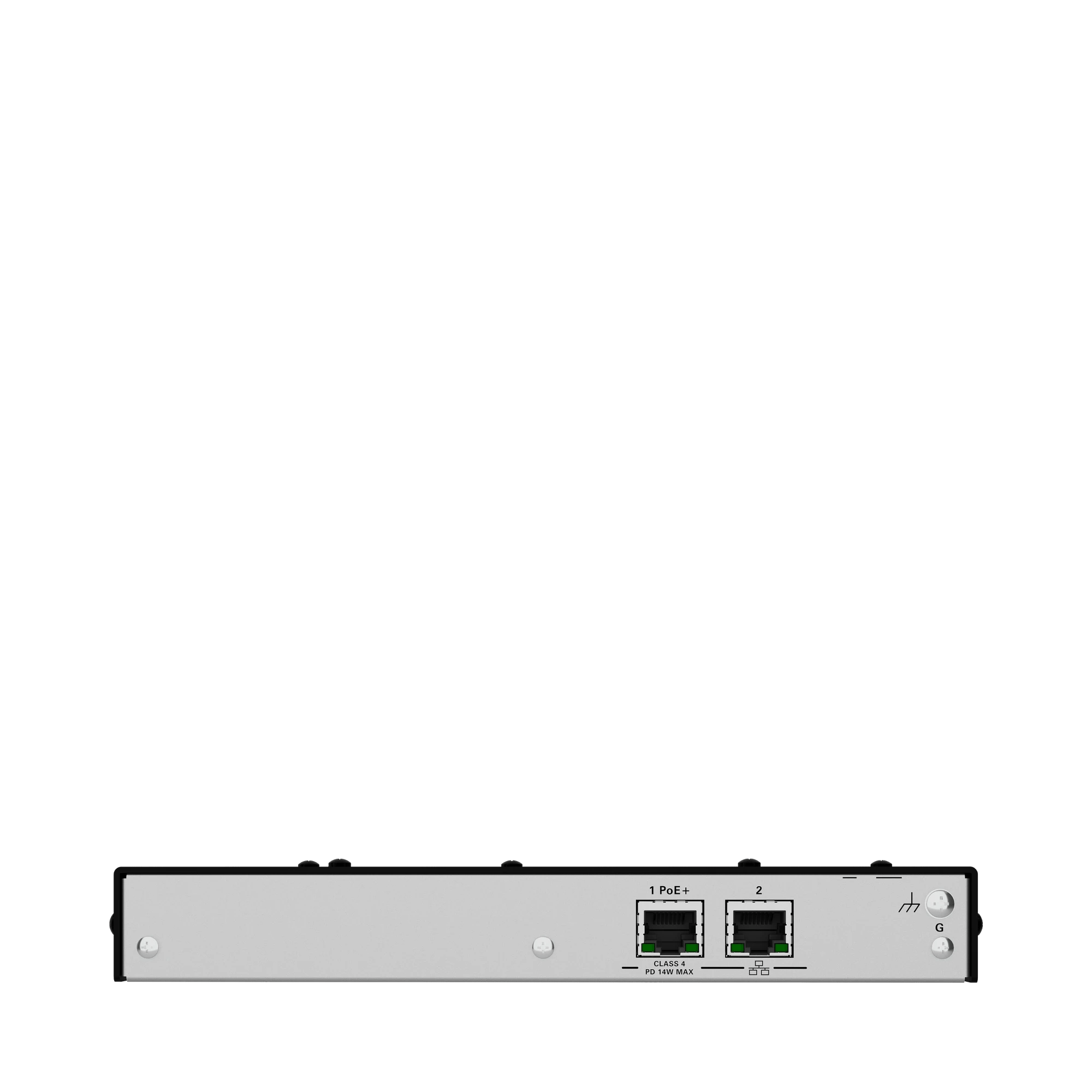 Rückansicht des Crestron DM-NAX 8K Smart Display Controllers mit sichtbaren Anschlüssen.
