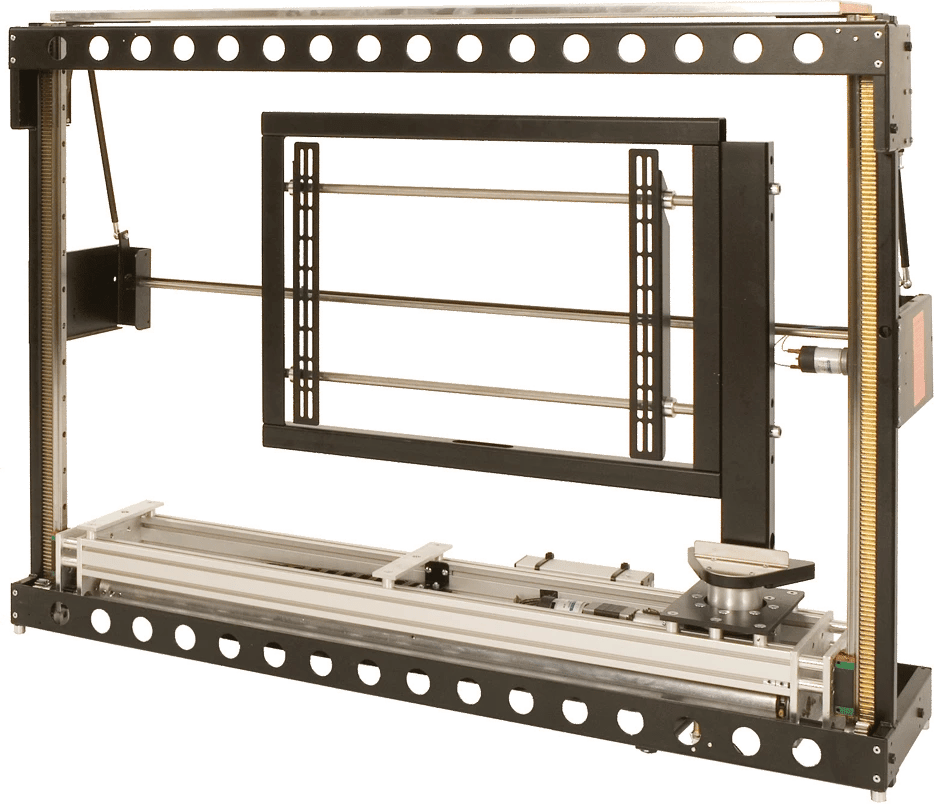 Vorderansicht des Future Automation PLH Display-Lifts mit 90° Schwenkarm.
