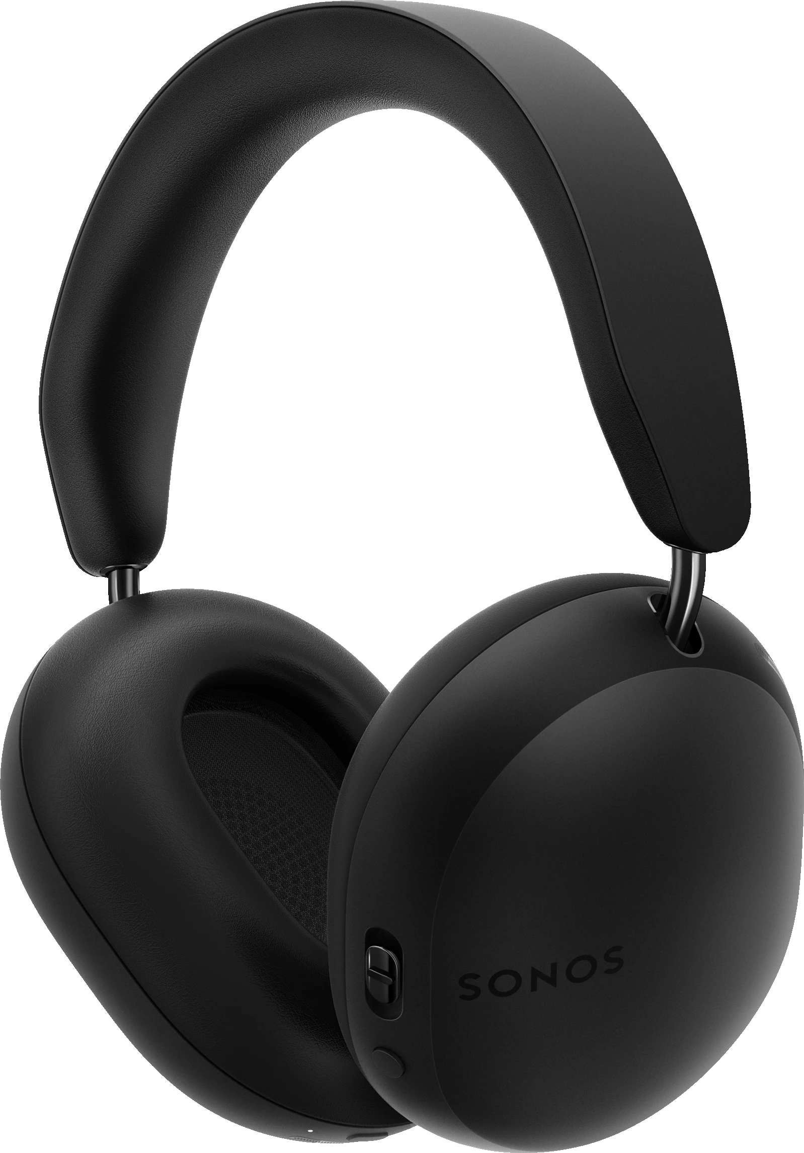 Dreiviertelansicht der Sonos Ace 3D-Audio Kopfhörer in Schwarz.