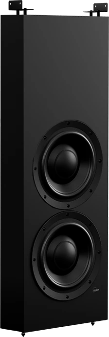 Lyngdorf DW-10 passiver In-Wall-Woofer mit zwei Treibern in elegantem Schwarz.