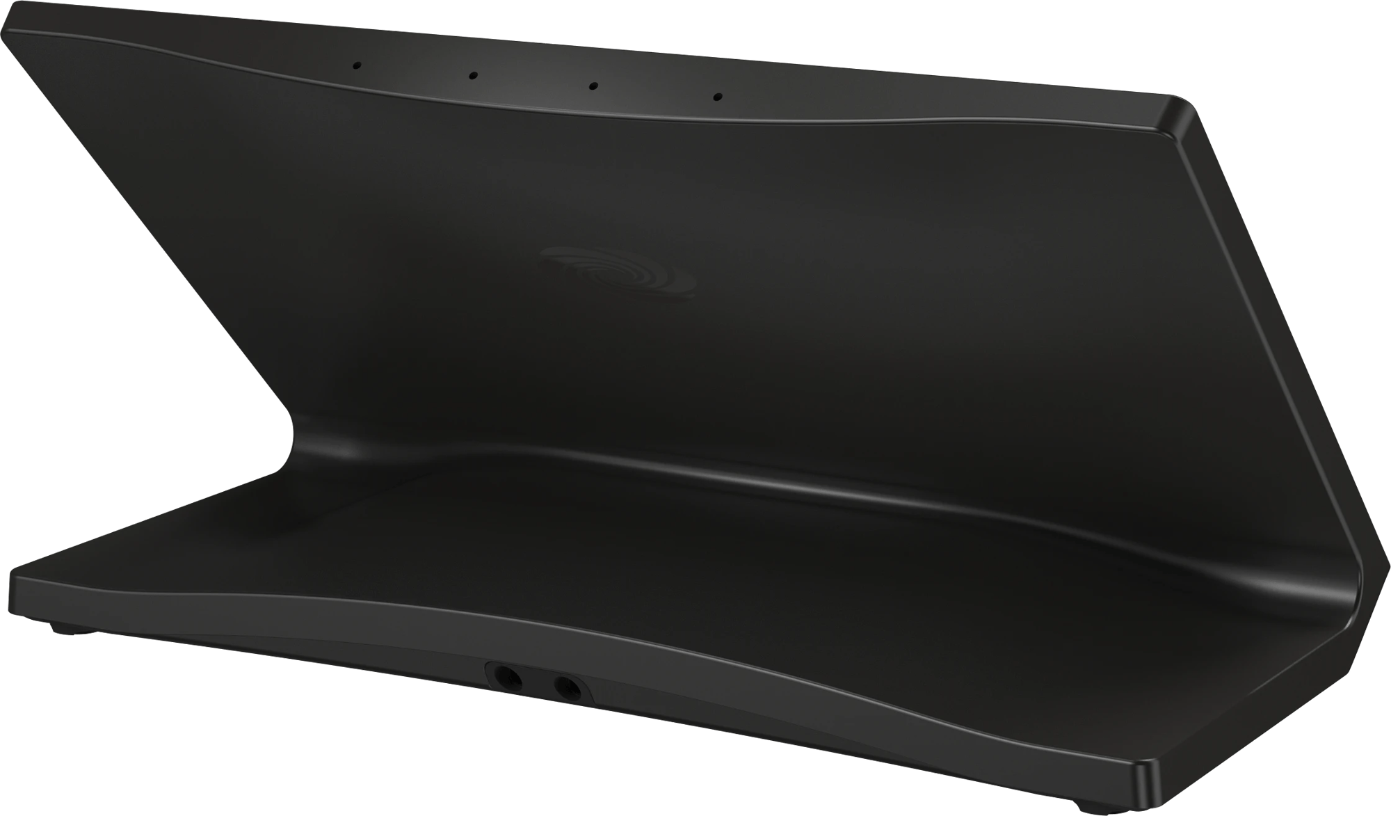 Rückansicht links des Crestron TS-1080R-B Tisch-Touchscreens, Anschlüsse sichtbar.
