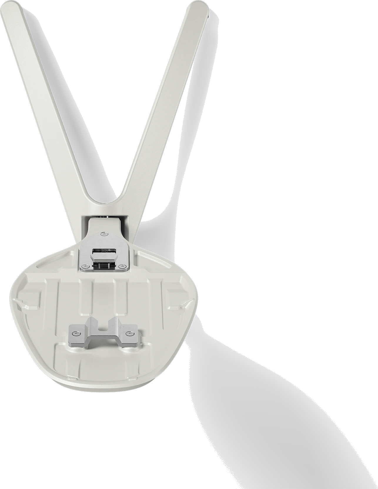 Frontansicht der Devialet Gecko Phantom Ultimate 108 dB Wandhalterung in Lichtperle.