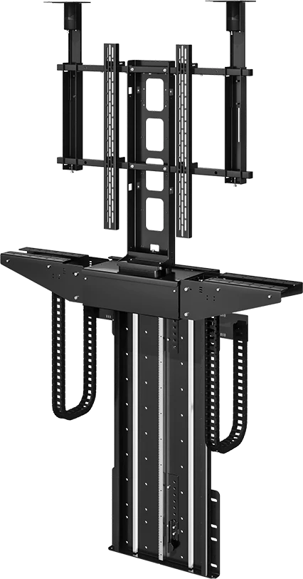 Frontansicht des Future Automation LSH-BE schweren Display-Lifts mit Box-Gehäuse.