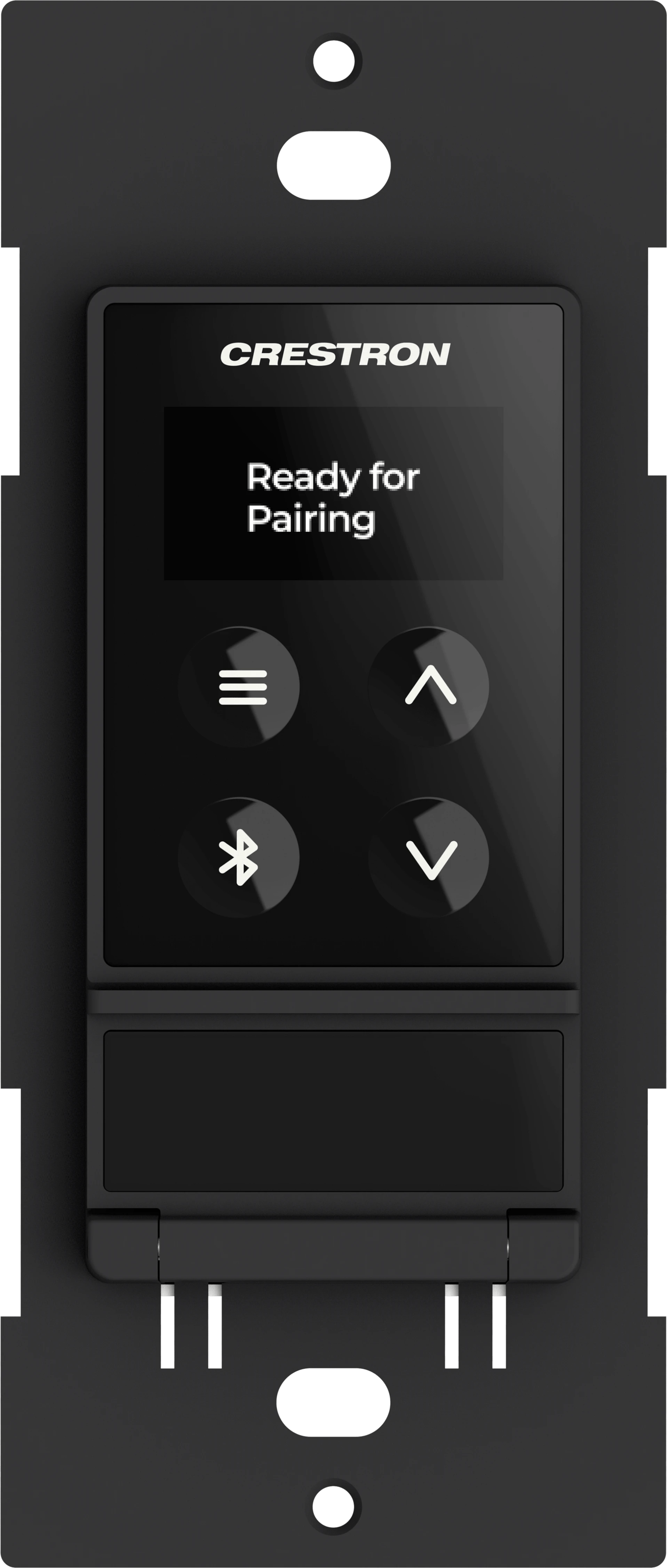 Crestron DM NAX Audio-over-IP Wandplatte, Frontansicht, bereit zur Kopplung.