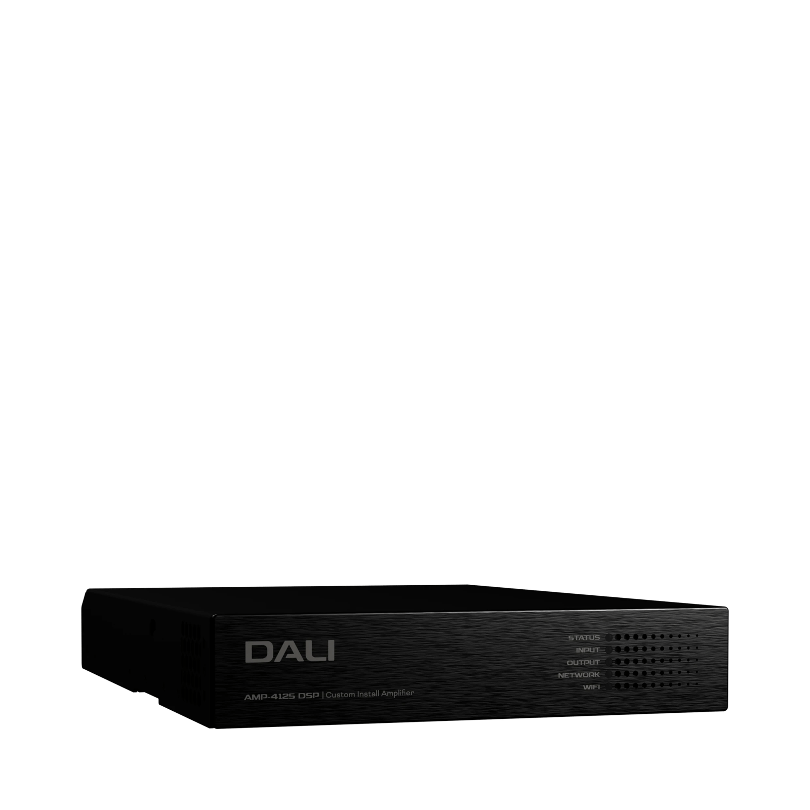 Frontansicht des DALI PHANTOM CI AMP-4125 DSP Verstärkers mit sichtbaren Ein- und Ausgängen.