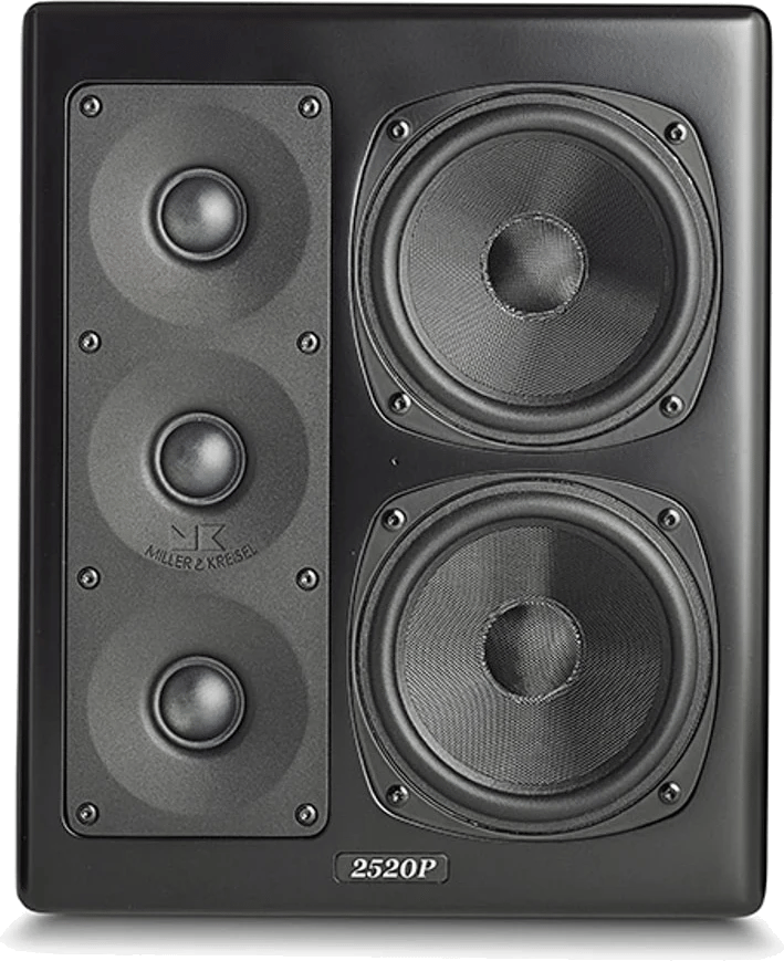 Frontansicht des aktiven Studio-Monitors M&K Sound MPS2520P L in Schwarz.