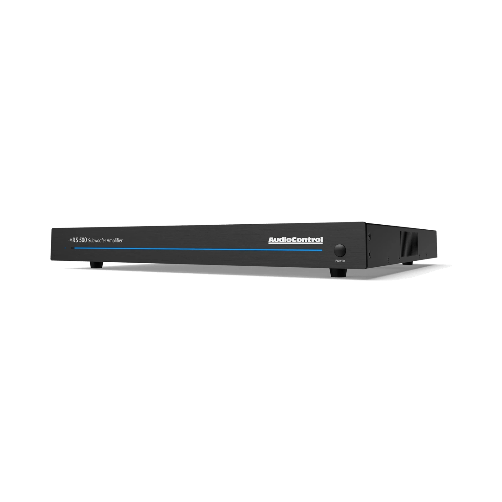AudioControl RS 500 Subwoofer-Verstärker, Ansicht von vorne links.
