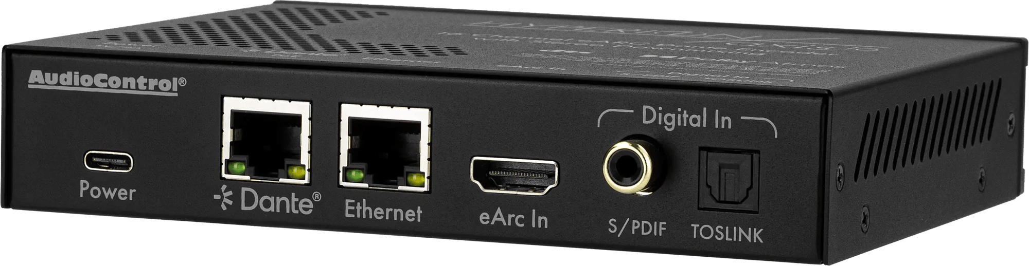 Rückansicht des AudioControl Hyperion AXIS-16 mit sichtbaren Anschlüssen.