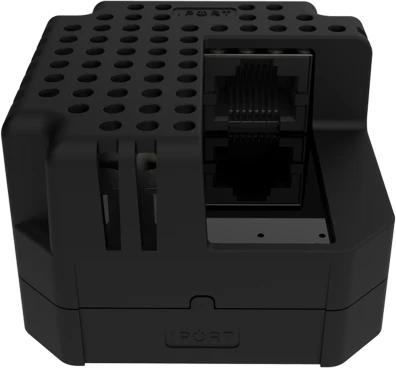 Frontalansicht des IPORT CONNECT PoE+ Netzwerk-Upgrades mit sichtbarem Ethernet-Anschluss.