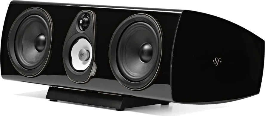 Frontansicht des Sonus faber Sonetto Center G2, ein schwarzer 3-Wege-Centerlautsprecher.