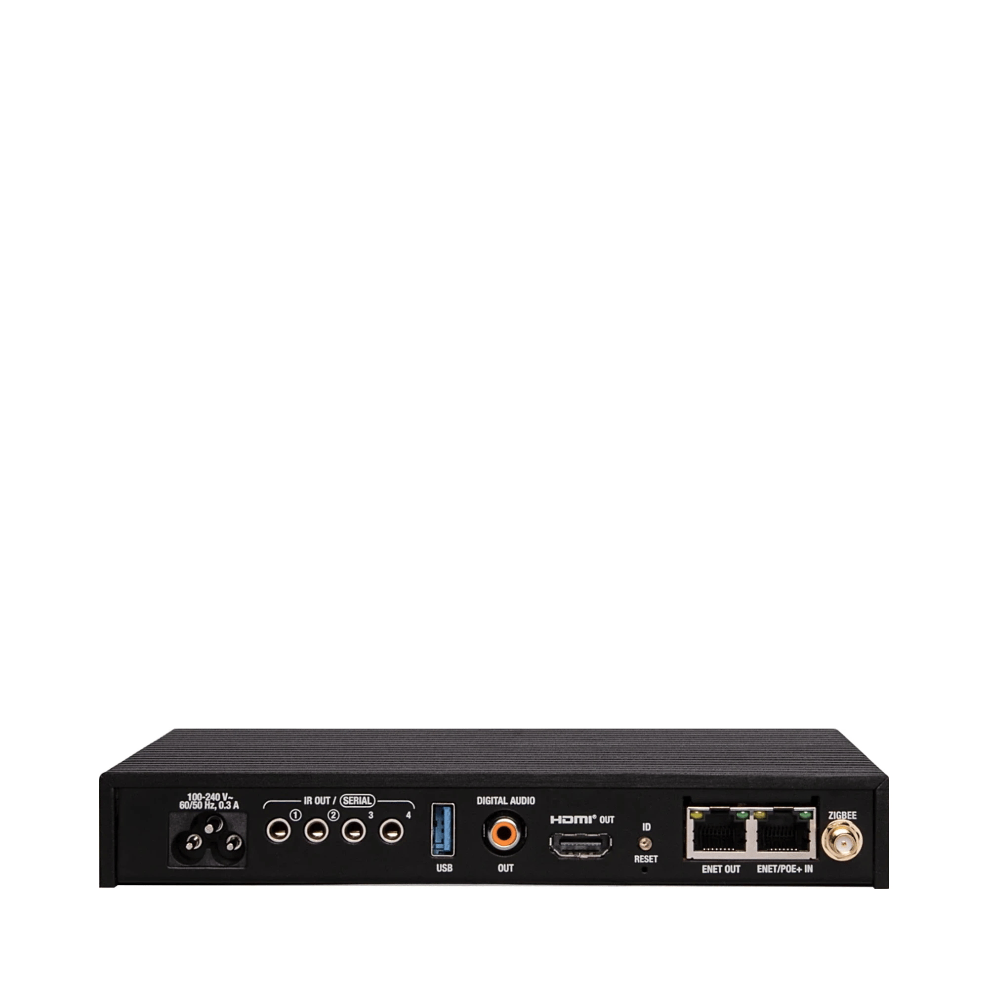 Rückansicht des Control4 CORE 1 Controllers mit verschiedenen Anschlüssen.