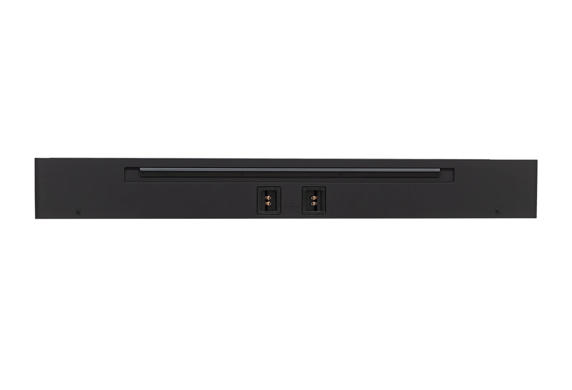 Rückansicht der Lyngdorf SB-75 passiven Stereo-Soundbar mit sichtbaren Anschlüssen.