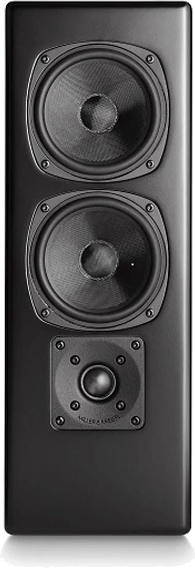 Frontansicht des M&K Sound MP950-B On-Wall Lautsprechers mit zwei Tieftönern und einem Hochtöner.