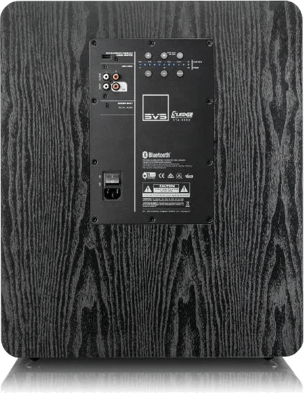 Rückansicht des SVS PB-2000 Pro Subwoofers mit sichtbaren Anschlüssen.