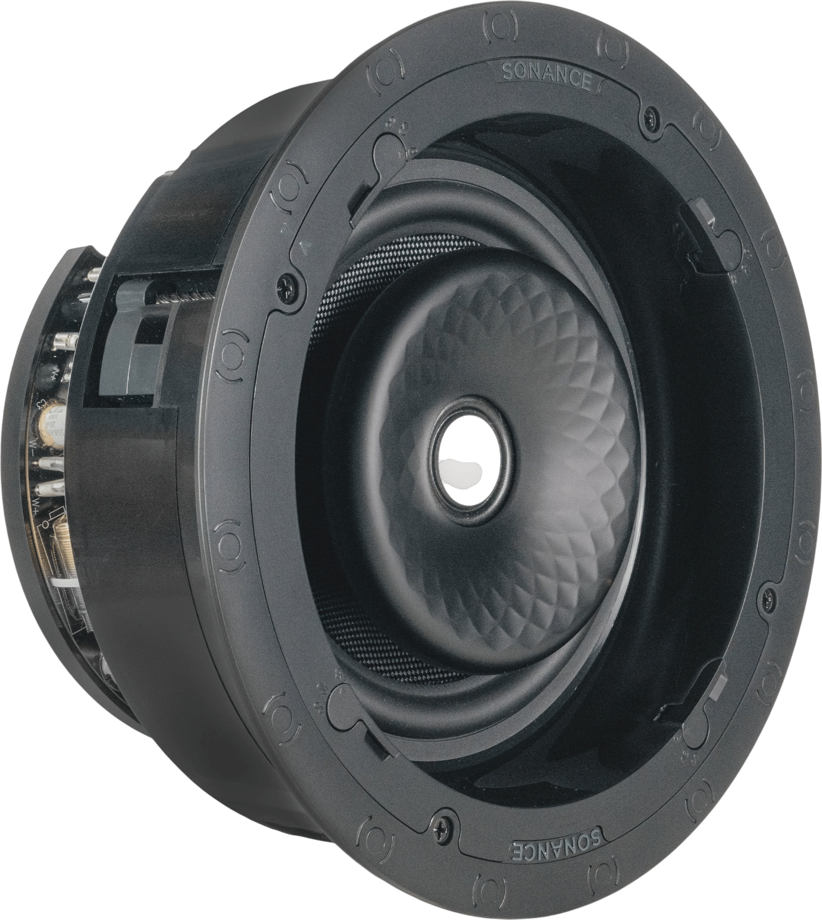 Sonance VX86R SST 8" Lautsprecher von der Vorderansicht rechts.