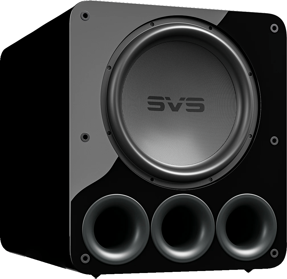 SVS PB-5000 Ultra R|evolution Subwoofer mit Frontansicht und sichtbaren Anschlüssen.