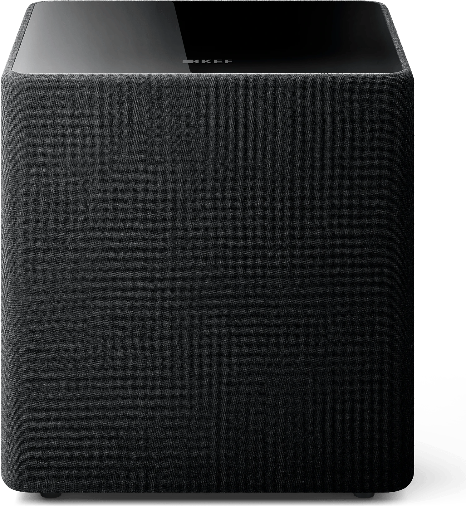 Frontansicht des KEF Kube 10 MIE Subwoofers in schwarzer Ausführung.
