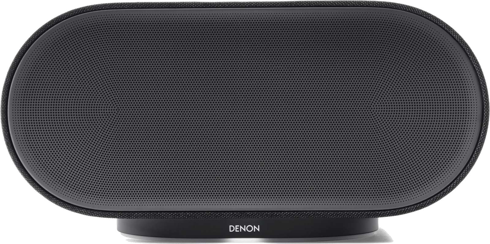 Frontansicht des Denon Home 600 Lautsprechers in Schwarz.